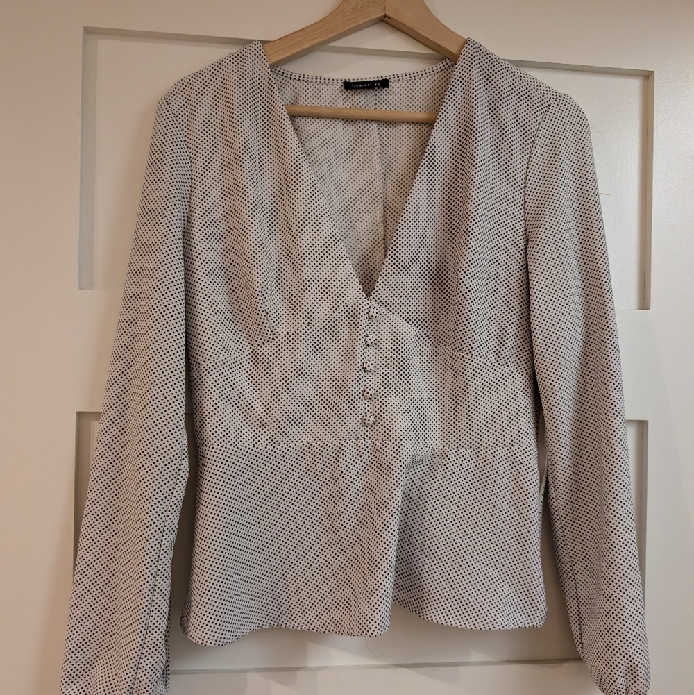 Dynamite Black and White Buttoned Blouse